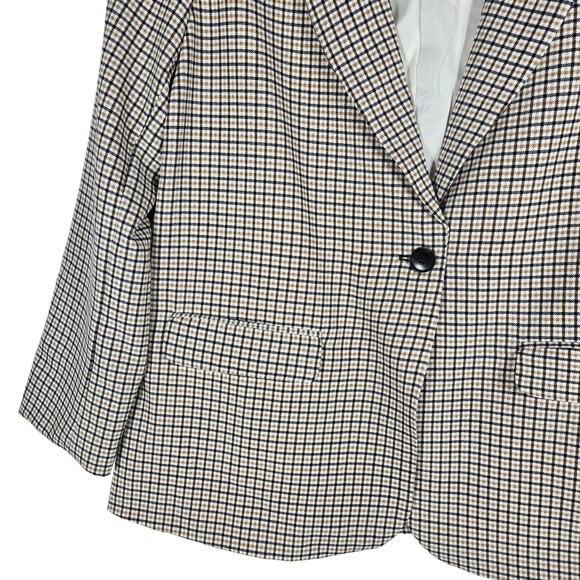 Vince Camuto Plaid Blazer Womens Large NEW Checkered Single Button Lined Jacket - Picture 3 of 12